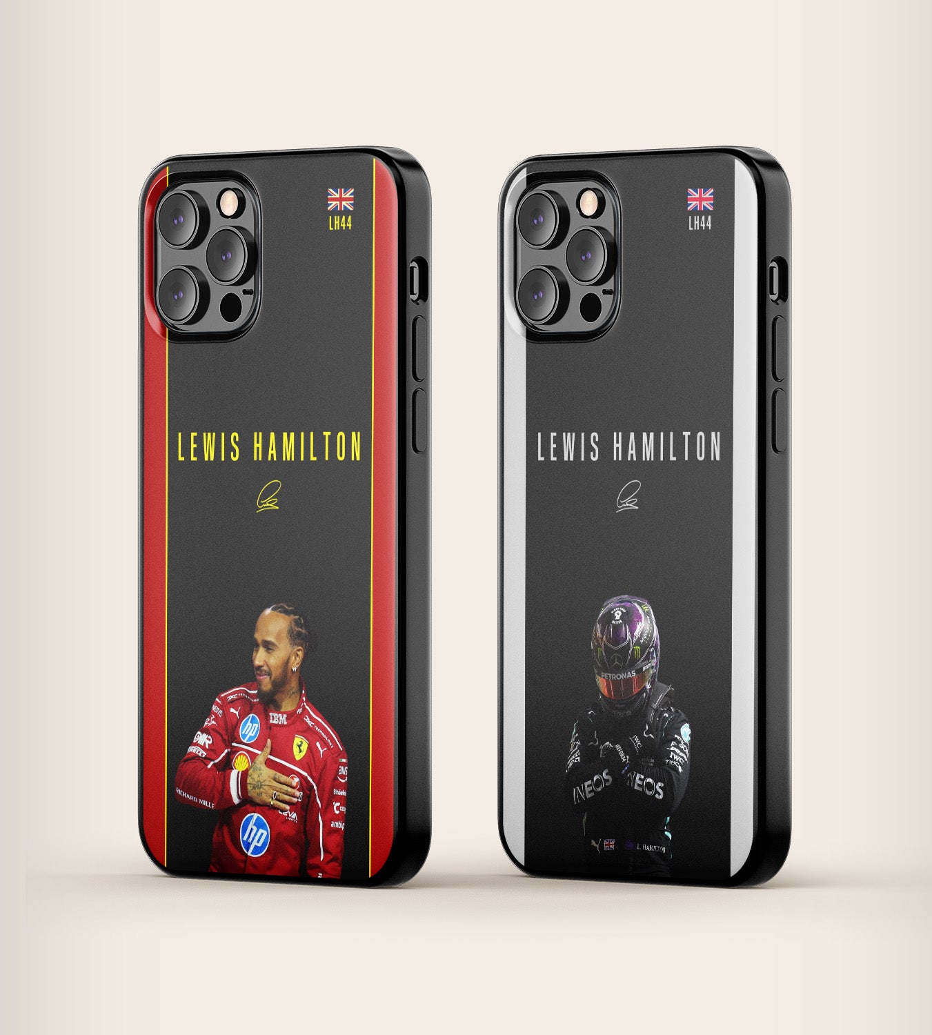Formula 1 Mercedes and Ferrari driver Lewis Hamilton phone case