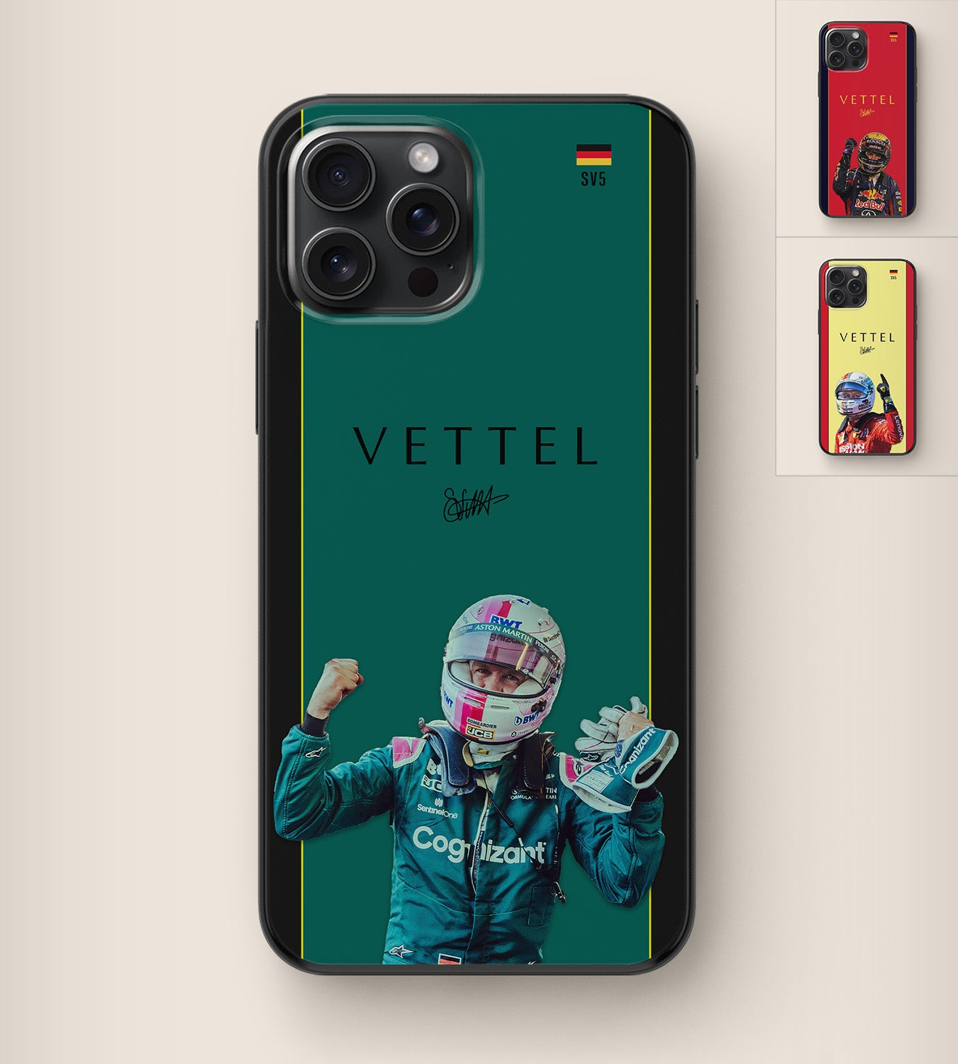 Iconic Formula 1 Aston Martin driver Sebastian Vettel 'Danke Seb' phone case
