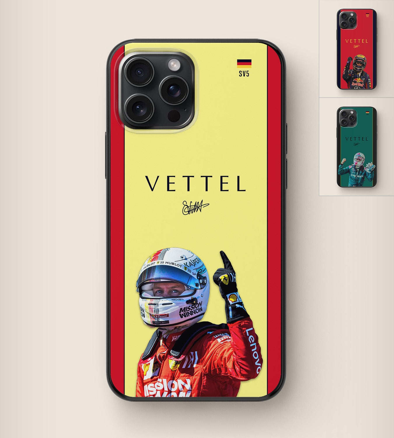 Iconic Formula 1 Ferrari driver Sebastian Vettel 'Danke Seb' phone case