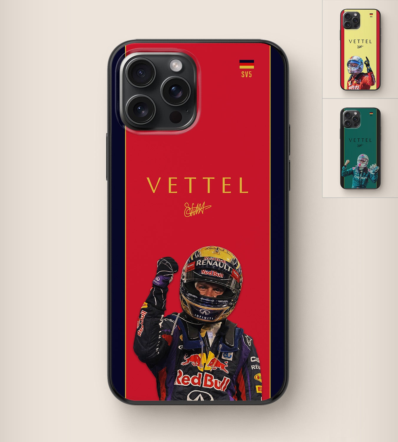 Iconic Formula 1 Red Bull Racing driver Sebastian Vettel 'Danke Seb' phone case