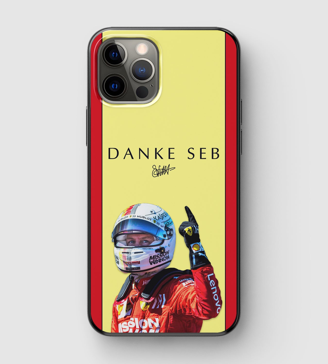 Iconic Formula 1 Ferrari driver Sebastian Vettel 'Danke Seb' phone case