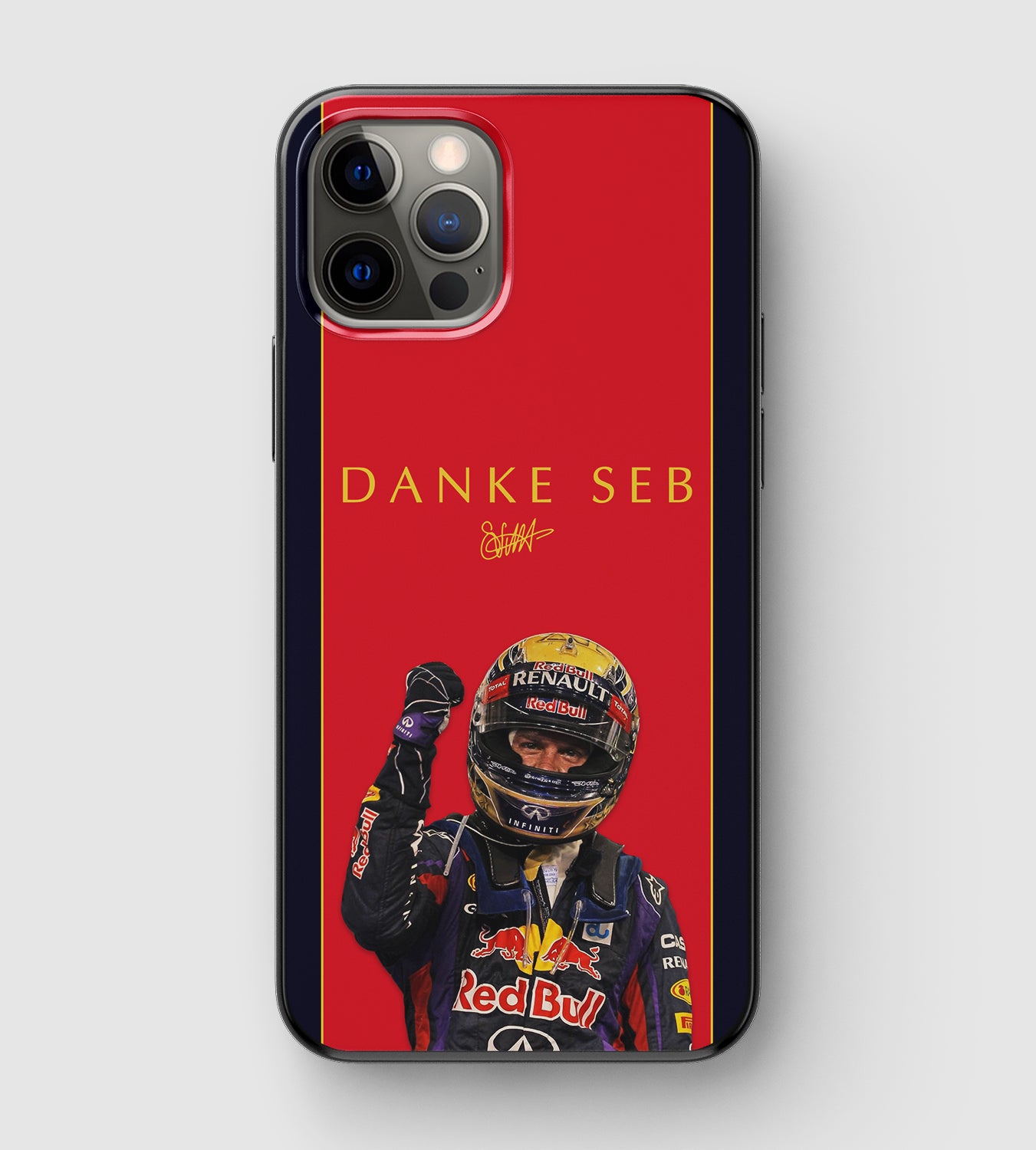 Iconic Formula 1 Red Bull Racing driver Sebastian Vettel 'Danke Seb' phone case
